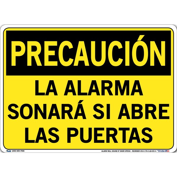 Vinyl Label Sign, 10-1/2" Height, 14-1/2" Width, Vinyl Label, Rectangle, Spanish